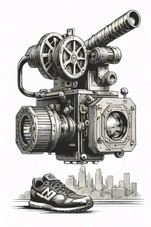 A Film Projector Projecting A City Skyline Onto A Football Field