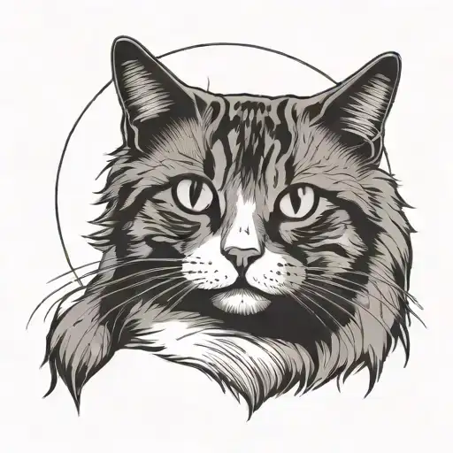 Skinny Three Legged Tabby Calico Cat Sitting With A Halo Over Their Head