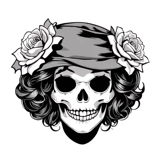 Pinup Skull Girl Wearing Retro Clothes