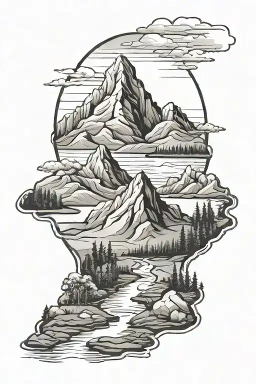 Mountain With Lake And Golf Course