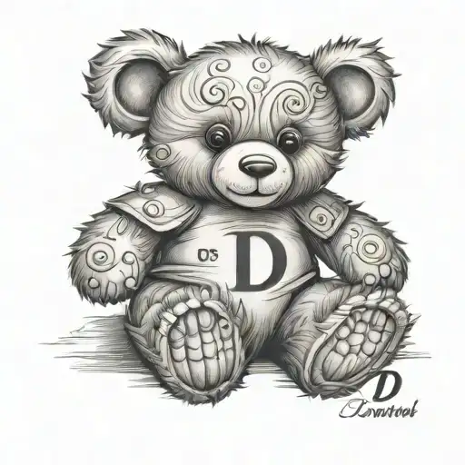 Realistic Teddy Bear With Capital Letter D