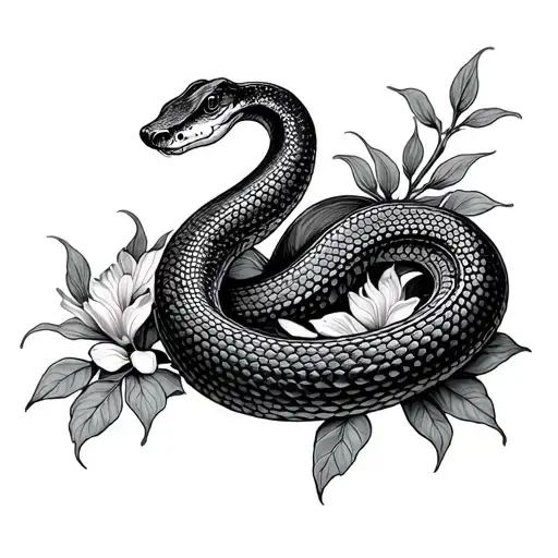 Snake Winding Through Thespesia Grandiflora