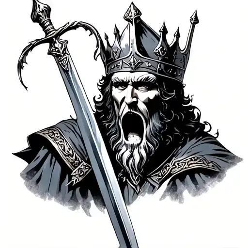 Medieval Occult King With Sword Coming Out From Mouth
