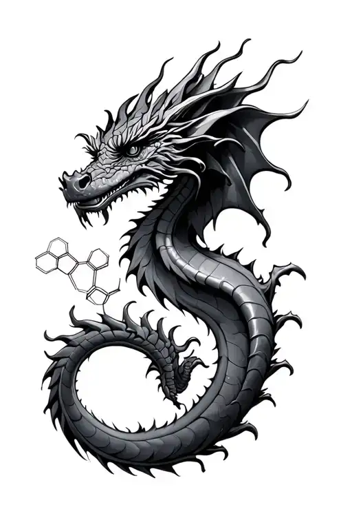 Dragon And Caffeine Molecule Intertwined