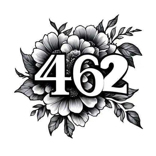 A Floral Tattoo Of The Number 462 For A Woman