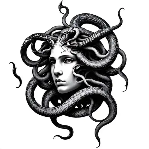 Medusa Head Surrounded By Snakes Wrapped