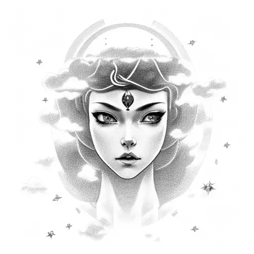 Aurora Godess With Cloud Over Her Eyes