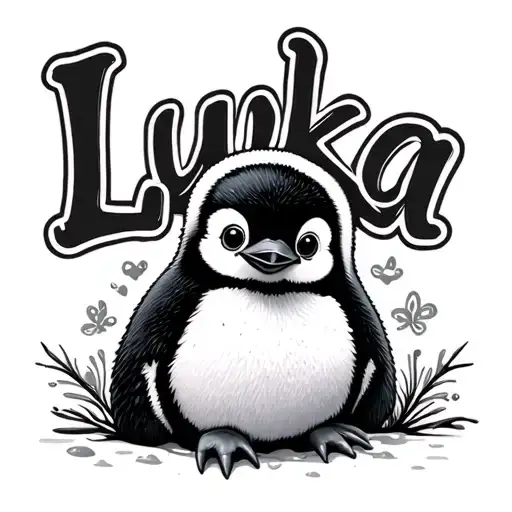 Baby Penguin With The Name 'Luka' Mixed Within