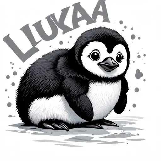 Baby Penguin With The Name 'Luka' Mixed Within