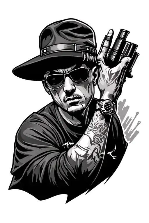 Small Arm Gangster Tattoo With Hustle Incorporated