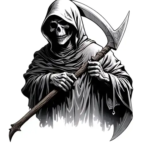 Grim Reaper Holding A Scythe