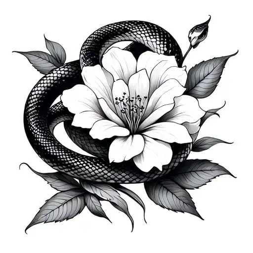 Snake Winding Through Thespesia Grandiflora