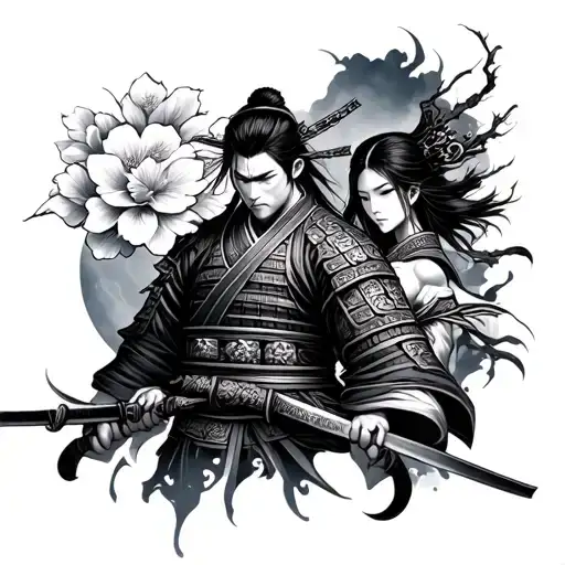 Samurai And Sakura On The Chest Hold