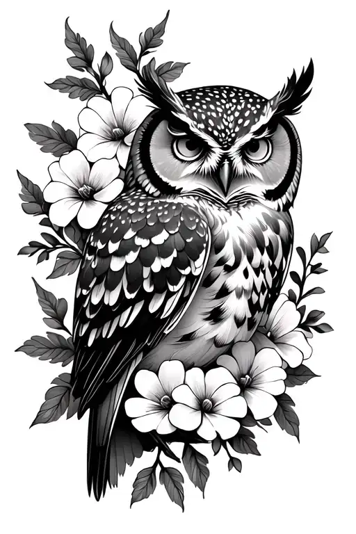 Owl With Flowers