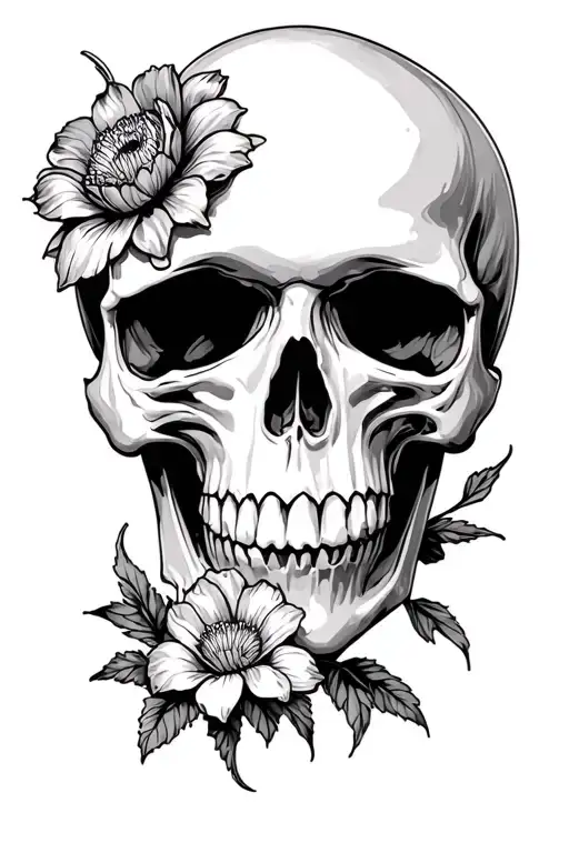 Skull And Flower