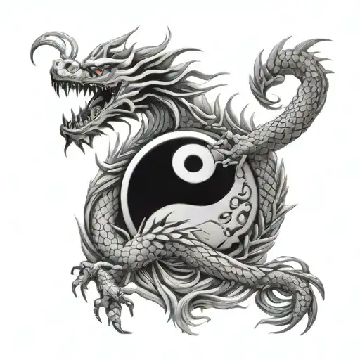 Ying Yang Dragon Wrapped Round