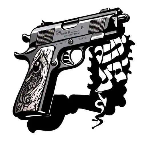 American Classic Tattoo Style Drawing Of A M2010 Gun