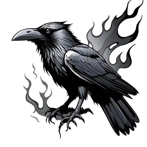Raven With Flames