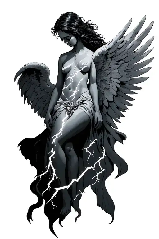 Fallen Angel With Lightning Bolt