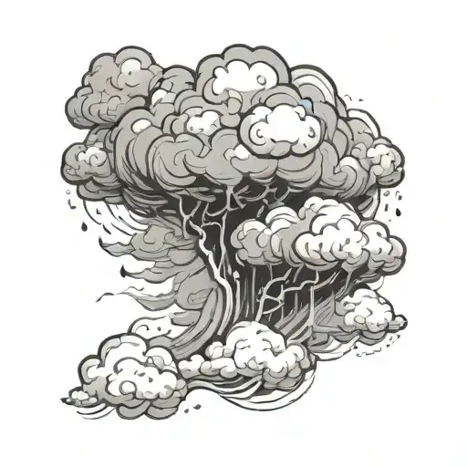Create A Tattoo Featuring A Raging Storm With The Quote 'Rwyca' Subtly Hidden Within The Clouds