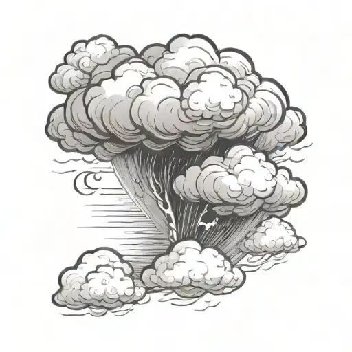 Create A Tattoo Featuring A Raging Storm With The Quote 'Rwyca' Subtly Hidden Within The Clouds