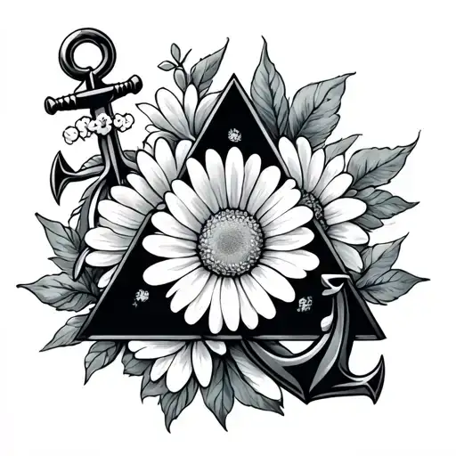 Triangle With Daisy Inside And An Anchor