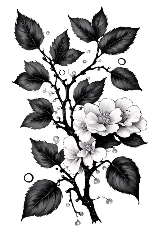 Long Branches With Only A Few Leaves And Flowers