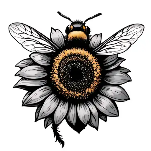 Bee With A Sunflower