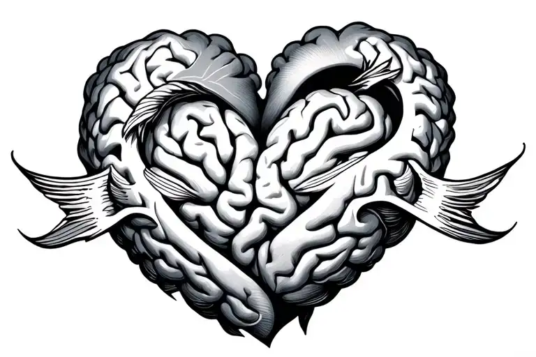 Brain Lightening Heart Pisces Zodiac Symbol Intertwined
