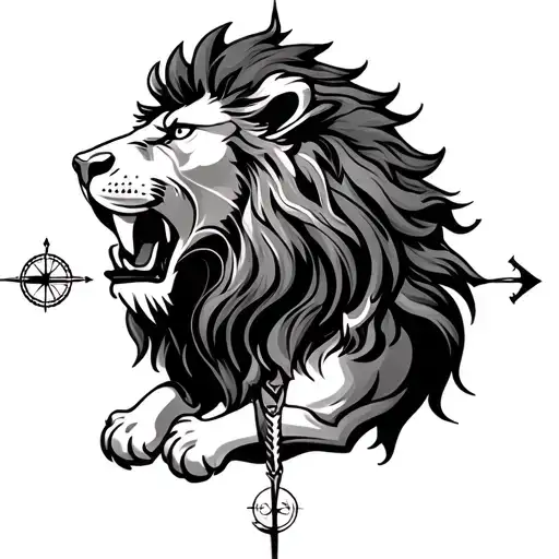 Lion With Compass Surrounded