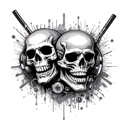 Techno Music And Skull Friends