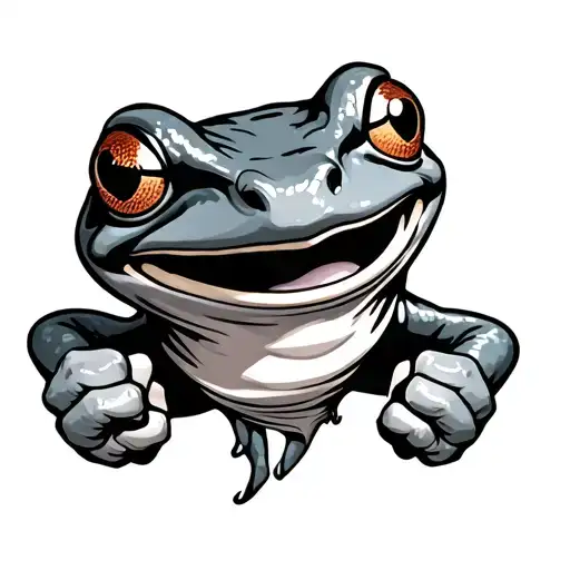 Flying Frog Hooligan Shows Fists And Smiles