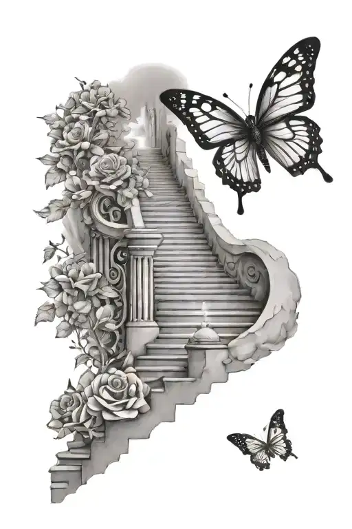 Stairway To Heaven With Butterfly Emerging