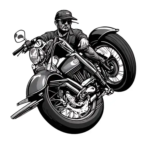 Memorial Tattoo For Dad With Simple Harley Dyna