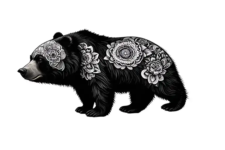 Bear Cub Mandala Tattoo Design