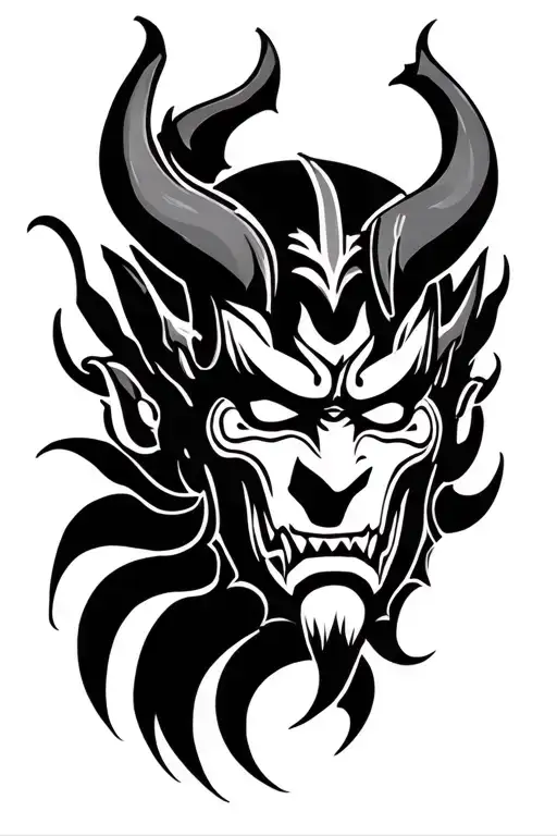 Black Oni Mask Surrounded