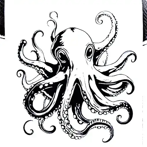Blackout Tattoo On Whole Arm With A Realistic Octopus In White Ink