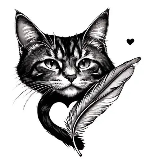 Heart And Feather Cat Leg