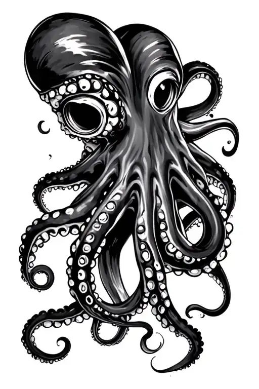 Blackout Tattoo On Whole Arm With A Realistic Octopus In White Ink