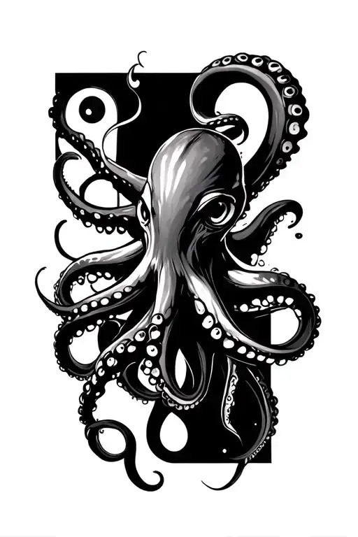 Blackout Tattoo On Whole Arm With A Realistic Octopus In White Ink