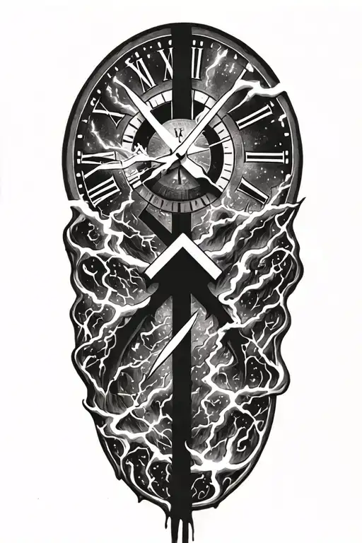Melting Clock And Lightening Storm