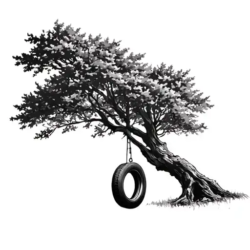 Tree With Tire Swing Hanging Tattoo