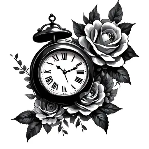 Memorial Tatto For Family With Clock