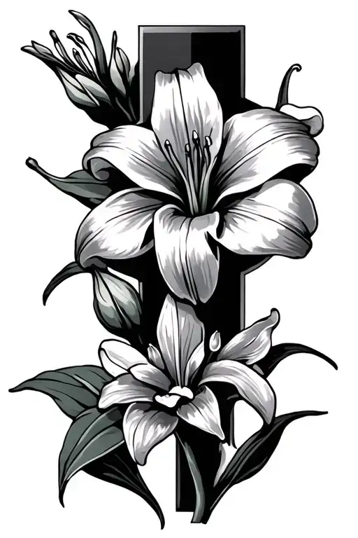 Cross With A Lily Flower