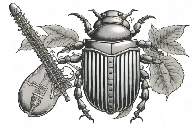 Scarab Beetle Playing A Musical Instrument In A Nature Setting