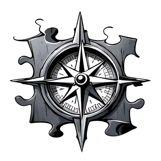 Compass In Puzzle Piece