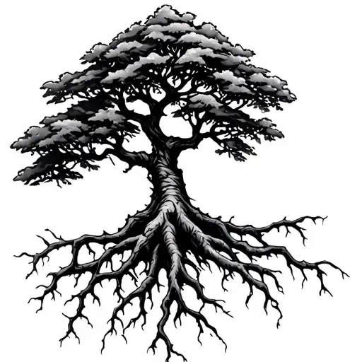 Simple Small Tree With Roots For Finger Tattoo