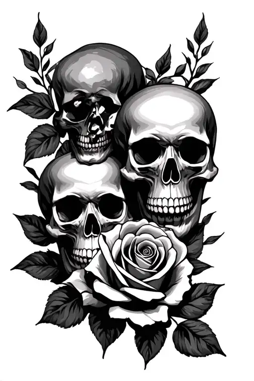 Skulls N Rose Intertwined