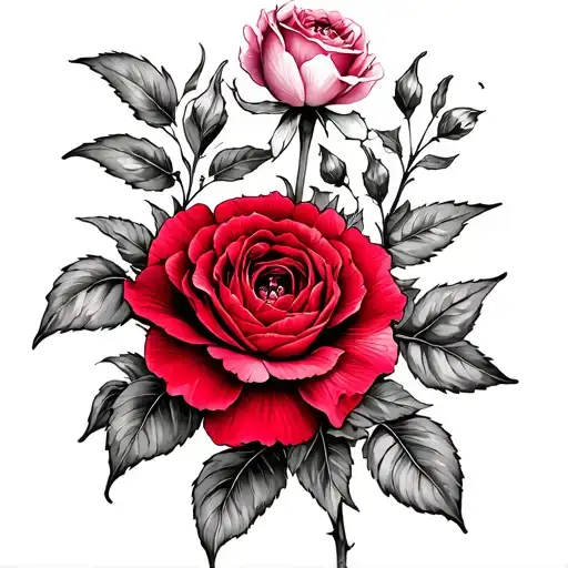 Red Carnation And Pink Carnegie Rose Intertwined Black And White For Men