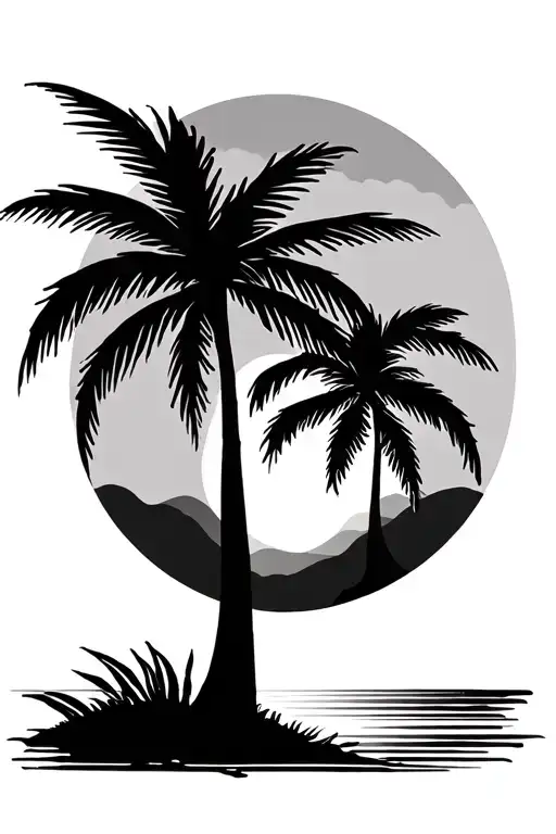 Palm Trees With Sunset